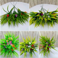 3 Pcs Rumput Daun Variasi Bunga Rumput Daun kucai Bunga Matahari Warna Filler Bahan Mahar Dekorasi S