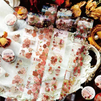 45mm*3m Vintage Rose Tulip PET Tape Scrapbooking Art Floral Sticker DIY Junk Journal Collage Planner Materials Decorate Supplies