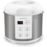 Buffalo Classic Rice Cooker with Clad Stainless Steel Inner Pot (5 cups) - Small Electric Rice Cooker for White/Brown Rice