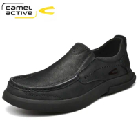 Camel Active Retro Men's Casual Shoes Breathable Leather Loafers Soft Rubber Trekking Shoe Fashion Leisure Men Driving Loafers