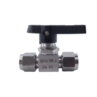 Free ship Ball valve 6 8 10 12 mm 1/8 1/4 3/8 1/2 tube stainless steel 304 316 high pressure temperature card set ball valve