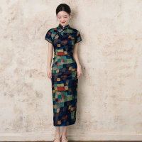 2026 Spring/Summer New Chinese Style Diagonal Eight-Button Elegant Retro Long Plus Size Women's Cheo
