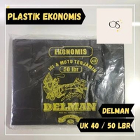 One Stuff Kantong Plastik Kresek Jumbo DELMAN Ekonomis Uk. 40 Hitam isi 50 lbr Plastik Warung Kualit