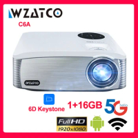 WZATCO C6A Full HD 1920*1080P 4K LED Home Smart Projector Android OS WIFI Video Cinema Proyector Beamer Player Ball Game