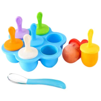 Silicone Popsicle Mold Ice Molds Maker Storage Container for Homemade Baby Food Ice Cream DIY Molds(Blue)