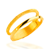 【福西珠寶】買一送一9999黃金戒指 金色迴廊雙層線戒 食指戒 活動戒圍(金重1.05錢+-0.03錢)