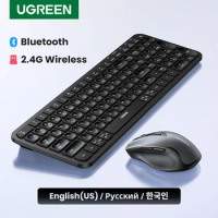 UGREEN Keyboard Wireless Bluetooth &amp; 2.4GHz Russian/Korean/English Keycaps for Laptop MacBook iPad PC Tablet Bluetooth Keyboard