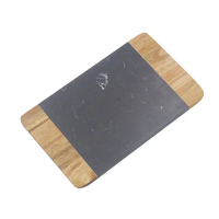 【AberW】相思木大理石砧板-黑-34cm(木質石板 石頭餐盤 石頭砧板 大理石板 大理石木板 大理石餐盤)