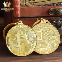 Gantungan Kunci Koin Bitcoin Golden Keychain Metal