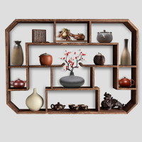 博古架 多寶閣 實木中式 掛墻壁掛式茶架置物架墻上新古董展示柜