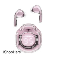 ACEFAST T8 Crystal TWS Earbuds Bluetooth 5.3 ENC Dual Driver LED Display IPX4 lotus pink