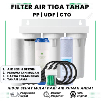 Paket Filter Air 3 Tahap Housing 10 Inch Siap Pakai + Cartridge Filter PPF Sediment UDF & Karbon CTO