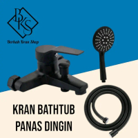 Kran shower panas dingin hitam - shower mixer komplit set