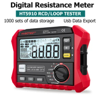 HT5910 Resistance Meter Leakage Switch Tester 4.7inch LCD Digital RCD/Loop Tester 1000 Data Storage Voltmeter Electrician Tester