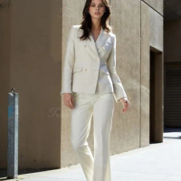 Tesco 2 Women's Suit Triple Breasted Jacket Flare Pants Office Lady Suit For Women Chic And Elegant Set For Wedding Party