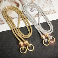 Glitter Crystal Rhinestone Phone Lanyard Bright Bling Bling Phone Anti-lost Rope Shoulder Strap Phon