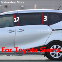 For Toyota Sienta 2018 2017 2016 2015 Car Glossy Black Door Central Window Middle Column Strip PC Pillar Accessories Cover