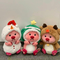 【聖誕狂歡】海貍露比loopy圣誕系列麋鹿小雪人公仔頭套可愛玩偶超萌毛絨玩具