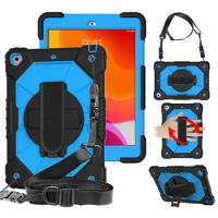 With Strap Tablet Cases For iPad 8 9 7 8th 7th 9th Case iPad8 iPad9 Cover 10.2 2020 2019 2021 Rotating Hand Stand Silicone Shell