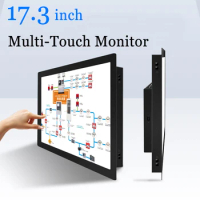 IP65 Protection 17.3 inch Widescreen Touchscreen Monitor Capacitive Multi Touch Screen Monitor with VGA DVI HDMI AV TV BNC