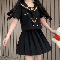 學院風jk制服套裝女2022夏季新款海軍領上衣百褶半身裙兩件套裝