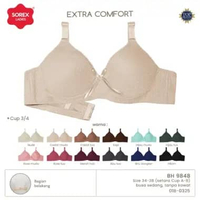 Sorex Bra Extra Comfort Tanpa Kawat Cup A-B Busa Sedang Pori Pori Adem Kait 2 BH 9848 Coklat 36