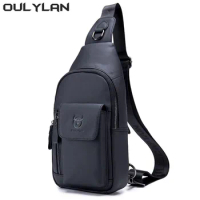 Pouch Genuine Leather Casual Travel Retro Male Crossbody Messenger Side Bags Men Cross Body Shoulder Sling Backpack Chest Bag