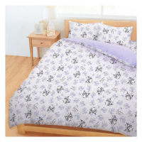 【享夢城堡】雙人床包兩用被套四件組(三麗鷗酷洛米Kuromi 小小花卉-紫)