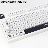 130 Keys Black Cartoon PBT XDA Height Keycaps Dye-Sublimated Keycap Set for Mx Cherry Switch Mechanical Keyboard Kit Accessories