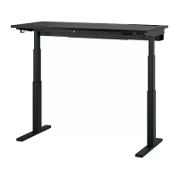 MITTZON 升降式工作桌, 電動 黑色/實木貼皮 梣木/黑色, 140x60 公分