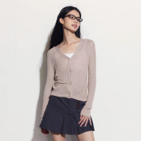 【GAP】女裝 V領長袖針織外套-粉色(537135)