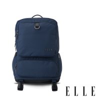 ELLE 都市再生系列 輕量多隔層搭配皮革設計機能收納筆電後背包-藍 EL83936