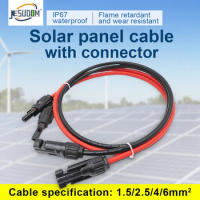 Solar Panel Cable Extension Copper Wire 6mm² 4mm² 2.5mm² 1.5mm² 10 12 14 16AWG PV Solar Cable Connectors Set 1 Pair Solar Cable