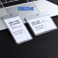 DEZHI-New Fashion ID IC Card Breakaway Badge Holder,Clear Badge Holder Work Card Without Lanyard,Acrylic with Metal Material