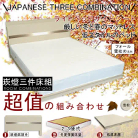 【HOME MALL-秋語雪松崁燈】雙人5尺三件式硬式彈簧床組