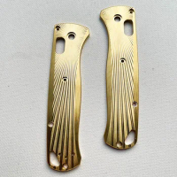 1 Pair Brass Handle Patch for Benchmade Bugout 535 Knife Handle Refit Part Radial Texture Brass Patch DIY Accessories
