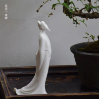 Creative Chinese-style ceramic ornaments crafts Zen ancient figures poetry fairy Li Bai drunk home book interior accessories