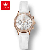 OLEVS 9933 Multi-function Quartz Watches For Women, Waterproof Fashion PU Strap Women Wristwatch Chronograph Calendar