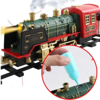 Electric Christmas Train Set Railway Tracks Toy with Smoke Music Lights Remote Control Creative Kids Birthday Christmas Gifts