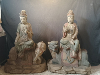 楠木木雕佛像，文殊菩薩，普賢菩薩