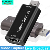 4K HDMI-compatible Video Capture Card USB 2.0 Grabber Recorder for PS4 Game DVD Camcorder Camera Recording Live Streaming