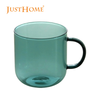 【Just Home】光透彩色耐熱玻璃馬克杯380ml-綠色(杯 玻璃杯 耐熱玻璃)