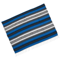 Blended Mexican Blanket Yoga Mat Cape Woven Blanket for Bedroom Sofa Car (Blue, 130x180cm)