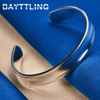 925 Sterling Silver 12MM Smooth Bangle Bracelet For Men Women Fashion Charm Gifts Wedding Party Accessories Jewelry