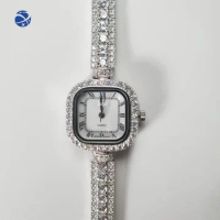 Yun Yi Luxury Fashion Lady Geneve Diamond Watch Women Ice Out Waterproof Quartz 925 Sterling Silver Watch