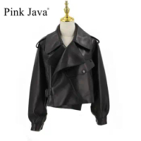 Pink Java QC20003 new arrival real leather jacket women coat genuine sheep leather coat luxury fashion hot sale dress