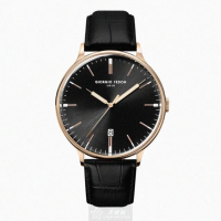 【GIORGIO FEDON 1919】GiorgioFedon1919手錶型號GF00107(黑色錶面玫瑰金錶殼深黑色真皮皮革錶帶款)