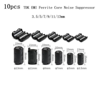 คลิปสายไฟ TDK แกนเฟอร์ไรต์ 10 ชิ้น พร้อมแหวนกรองลดเสียงรบกวน RFI สำหรับสายเคเบิลแบบติดตั้งบนสาย
