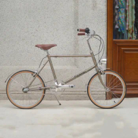 Vintage 20 Inch Small Wheel Bike Chrome-molybdenum Steel Frame 3 Speed Road Bike Retro Bicycle Brushed Electroplating Frameset