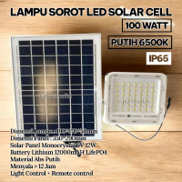 LAMPU SOROT LED TENAGA SURYA 100WATT 100 WATT FLOOD LIGHT SOLAR CELL 100W 100 WATT W PANEL ABS PUTIH